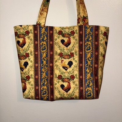 Handmade Roosters with fancy background Tote Bag Purse