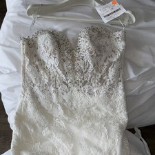 Pronovias Priv e IMELDA Off White Lace Sweetheart Sleeveless Column Dress 10