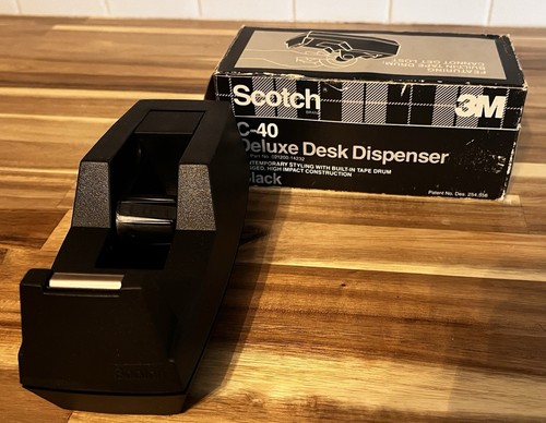 VTG SCOTCH C-40 EXECUTIVE DESK TAPE DISPENSER - Solid Black New With Box - Picture 3 of 5