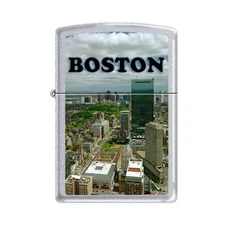 Zippo Windproof Lighter Classic Boston City Skyline Satin Chrome (AD204)