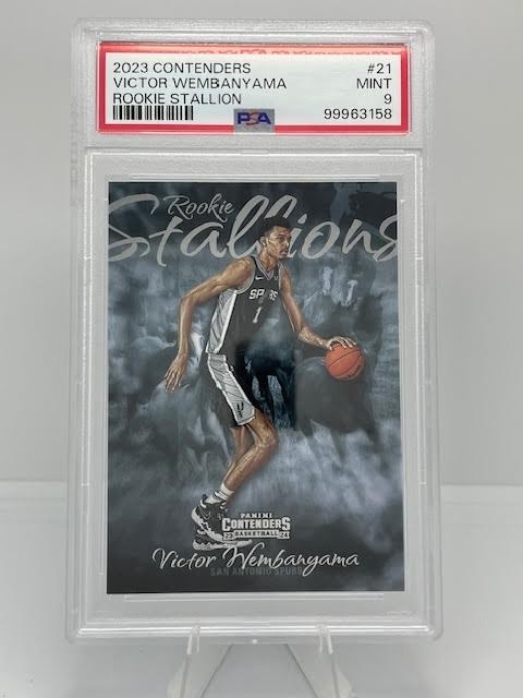 2023-24 Panini Contenders #21 - Victor Wembanyama -Rookie Stallions   RC - PSA 9