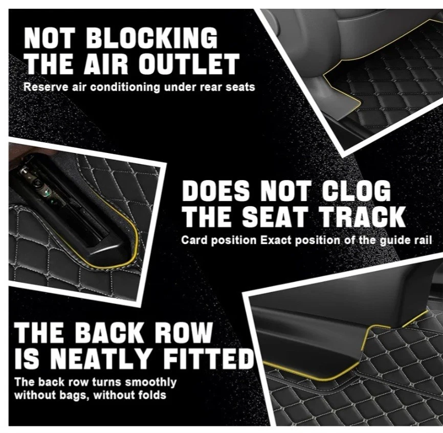 Автомобильные напольные коврики для Lincoln Aviator 2024-2025, противоскользящая кожа. полный комплект, черные - Изображение 3 из 4