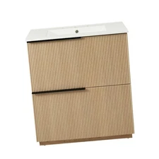 Modern 30-Inch Vanity with Ceramic Basin, Full-Extension Drawers,