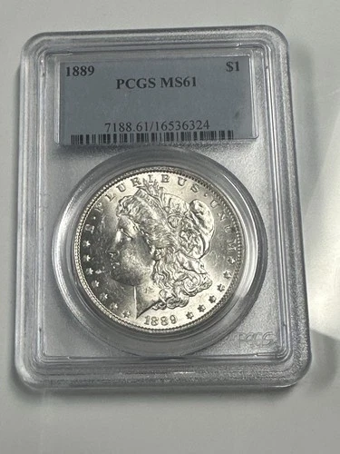 1889 P Morgan Silver Dollar PCGS MS61 Bright White