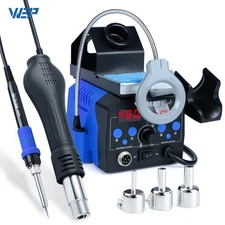 WEP 740W Desoldering Station 2-IN-1 Soldering Iron Kit Hot Air Gun Rework Weld