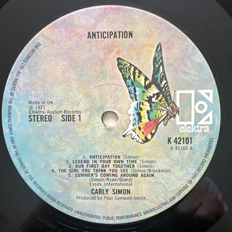 Carly Simon – Anticipation Vinyl LP 1st PRESS 1971 CLEANED/TESTED VG/VG+ VIDEO - image 4 of 4