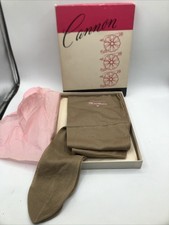 Rare 1940  s Cannon Hosiery Fine Cotton Lisle Thigh-High Hose 9 1/2 French Beige