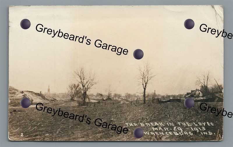 RPPC 1913 Flood Levee Break LAWRENCEBURG IN Indiana Vintage Real Photo Postcard