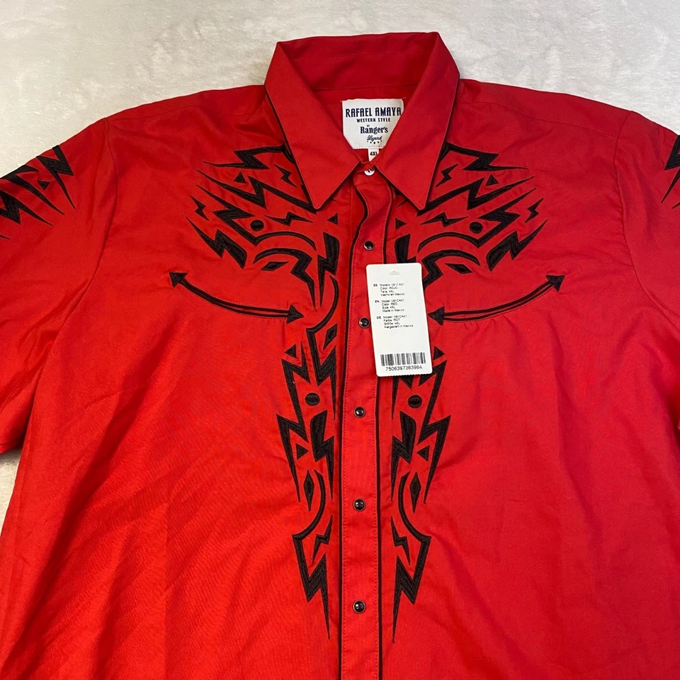 Rafael Amaya Western Style Ranger's Legend Red Black Shirt 4XL New - Image 2 of 4