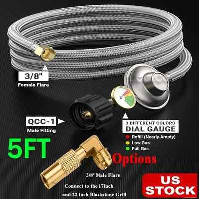 QCC1 Propane Regulator Hose Adapter for Blackstone 17'' 22'' Griddle Burner Stove