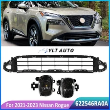 For 2021-2023 Nissan Rogue Front Lower Grille Black W/ Fog Light LED DRL LH&RH