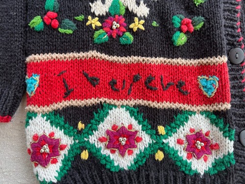 Beldoch Petites P/L  Knit Cardigan Padded Christmas Ugly Sweater Tree Vintage - Bild 12 von 19