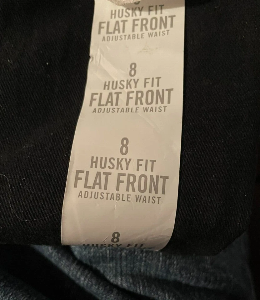 Pantalones delanteros planos IZOD NUEVO CON ETIQUETAS ajuste Huskey juvenil talla 8 22"" entrepierna leer Foto 4 de 4