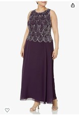 New with Tags- J Kara Women's Sleeveless Beaded Pop Over Long Dress - size 24