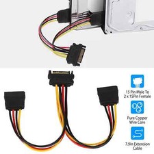 15 Pin Y Splitter Cable Adapter Male To 2 x Female Converter Cord for Hard Drive