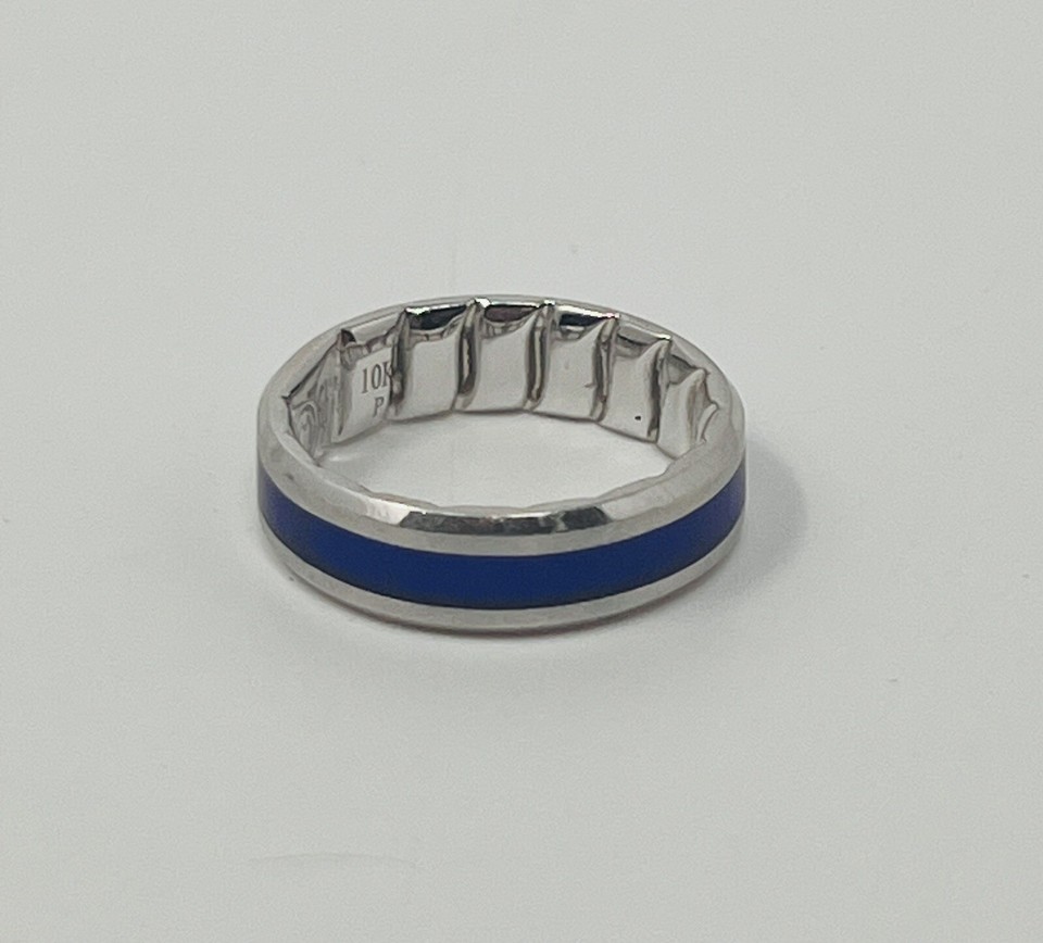 Mens MFit Wedding Band 10K White Gold Size 8 W/ Blue Ceramic Center | eBay
