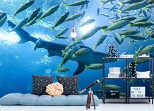 3D Animal Huge Shark G7911 Wallpaper Wall Murals Removable Self-adhesive Erin