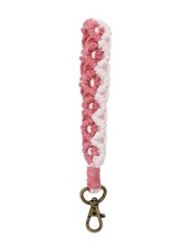 Pink Macrame Boho Wrist Strap Keychain with Lobster Claw