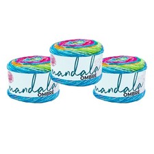  3 Pack Lion Brand Yarn 551-206BL Mandala Ombre Yarn, Happy