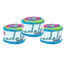 (3 Pack) Lion Brand Yarn 551-206BL Mandala Ombre Yarn, Happy