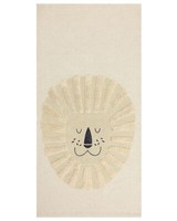 Kinderteppich Aus Baumwolle Mit LöWenmuster 80 X 150 Cm Handgewebt Beige Balari