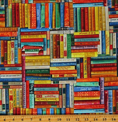 Cotton Sewing Library Books Sew Strong Cotton Fabric Print by the Yard D783.97