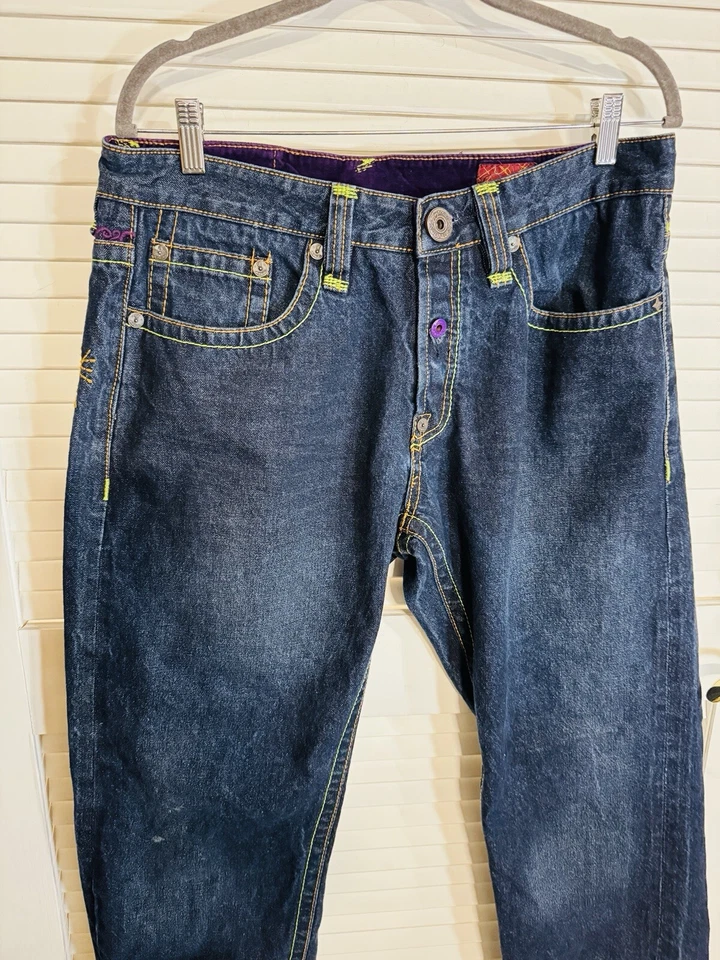 Pantalones de mezclilla vintage Y2K Imperial Junkie botón mosca para hombre 34x30,5 ver fotos para usar Foto 2 de 4