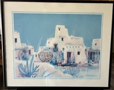 Jim Prindiville "Acoma Olla" Print Framed under Glass Southwest New Mexico