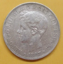 1897 Philippines 1 Peso World Silver Coin - Take a Look