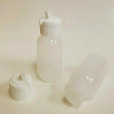 30 pack of 1oz 30mL Plastic Boston Round Squeeze Bottles with Flip Tops