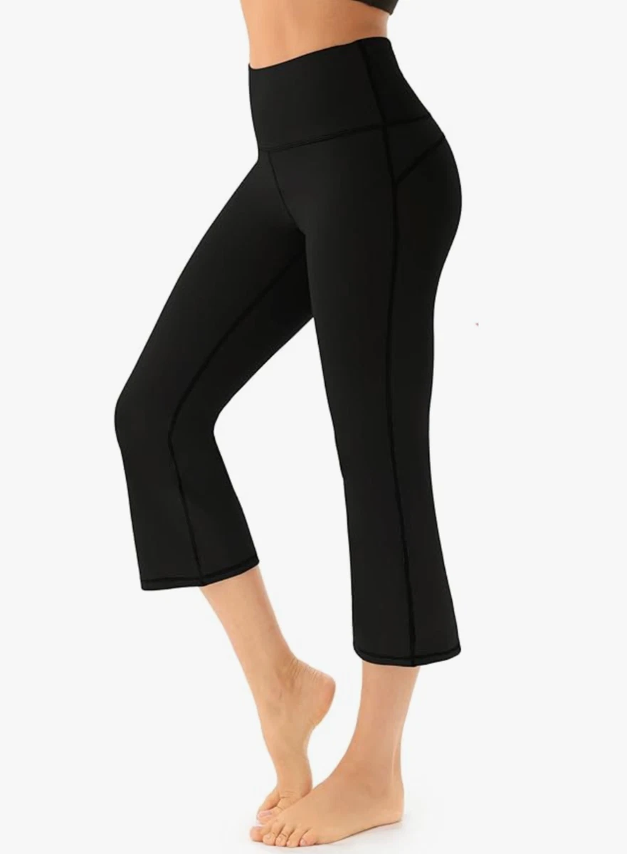 AFITNE Women's Bootcut Capri Yoga Pants w/Pockets High Waist Size