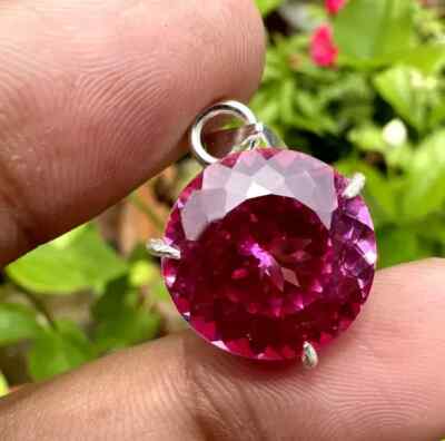 Natural Certified 23 Ct Pink Sapphire Loose Gemstone 925 Solid Silver Pendant