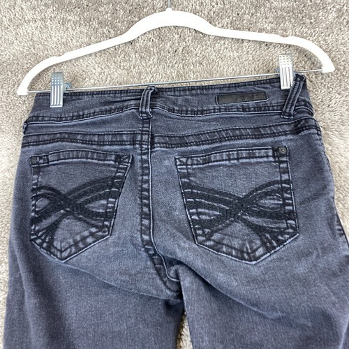 WallFlower Skinny Jeans Women's Size 3 Black Low Rise 5-Pocket Charcoal Wash - Picture 4 of 9
