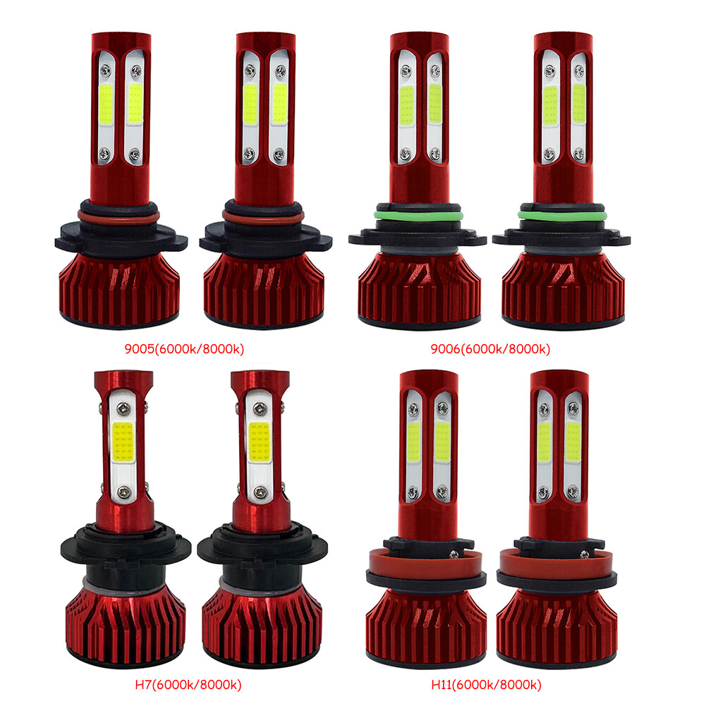 fr 4 Sides LED Car Headlight Bulbs 6000K 8000K High Low Beam COB Bulbs