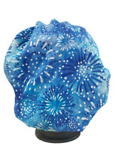 Bouffant scrub hat cap women white blue fireworks batik independence patriotic