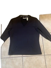 Croft & Barrow Stretch Top Long Sleeve Black Size M/M