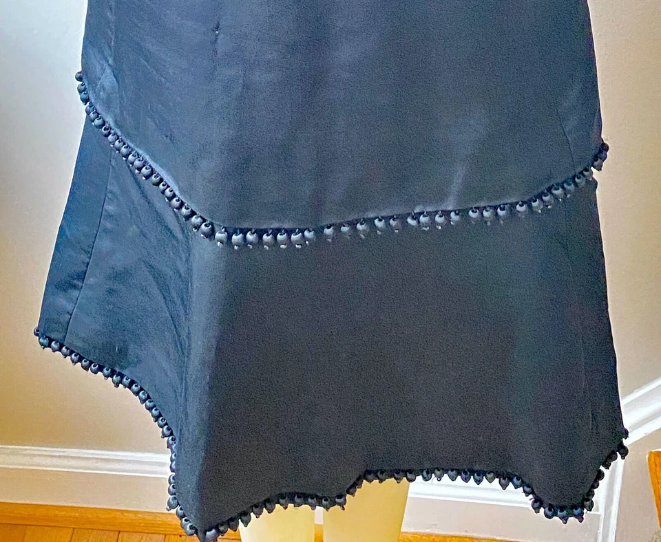 Vestido de gabardina de seda de los años 60 con flecos de pompón Saks Fifth Avenue WW145 Foto 3 de 4