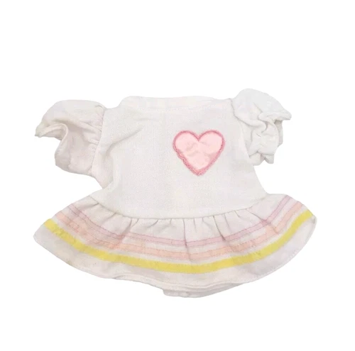 1980s Vintage Cabbage Patch Kid Heart Dress White Pink Coleco CPK Doll Outfit