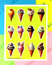 Ice Cream Cones Sticker Sheet Bright