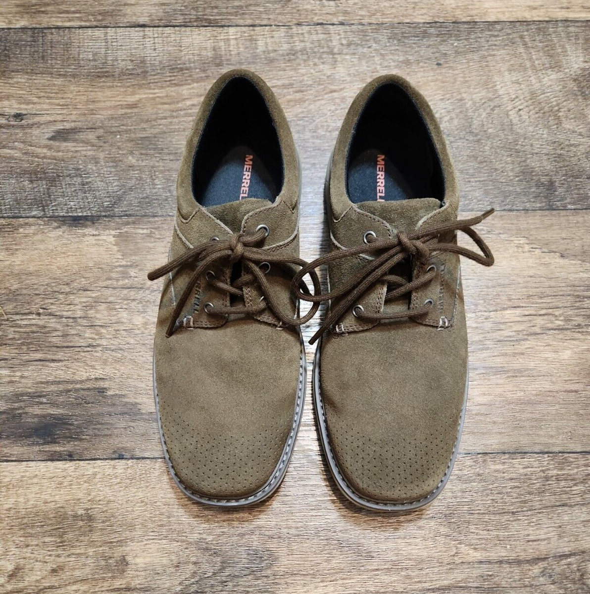 Merrell World Vue Brown Suede Leather Black Slate Lace Up  display picture 2