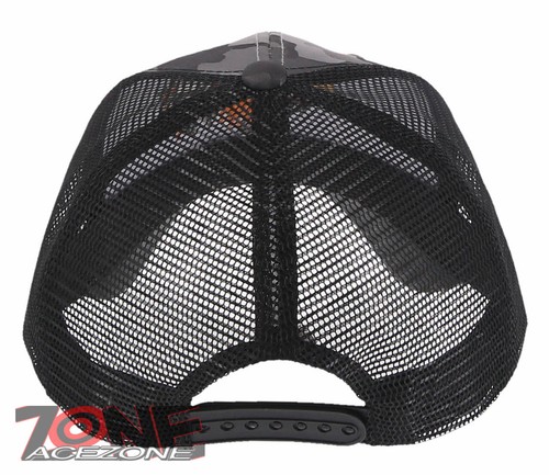 BIG COCK ROOSTER FIGHT MESH TRUCKER SNAPBACK BALL CAP HAT CAMOUFLAGE GRAY - Picture 4 of 4