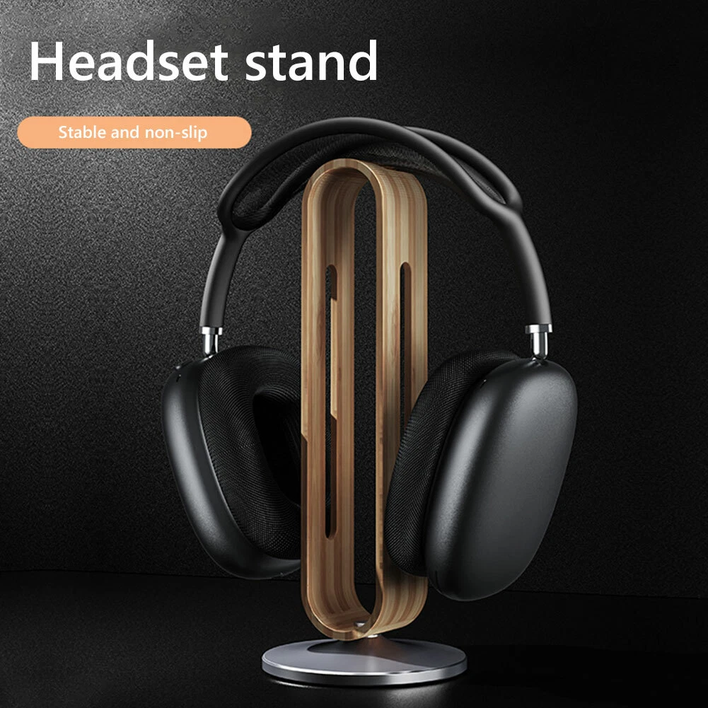 Bamboo On Ear Headphone Stand Holder Aluminum Alloy Base Desk Earphone Stand