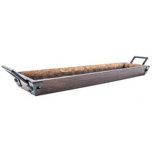 Long Rectangular Wood Cork Tray Dark Finished Rustic 