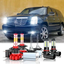 For Cadillac Escalade 2007-2014 6000K LED Headlight Hi Low Beam+ Fog Light Bulbs
