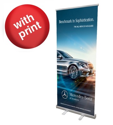 Retractable Banner With Print & Carrying Case, Ready To Use! (33''x78'')