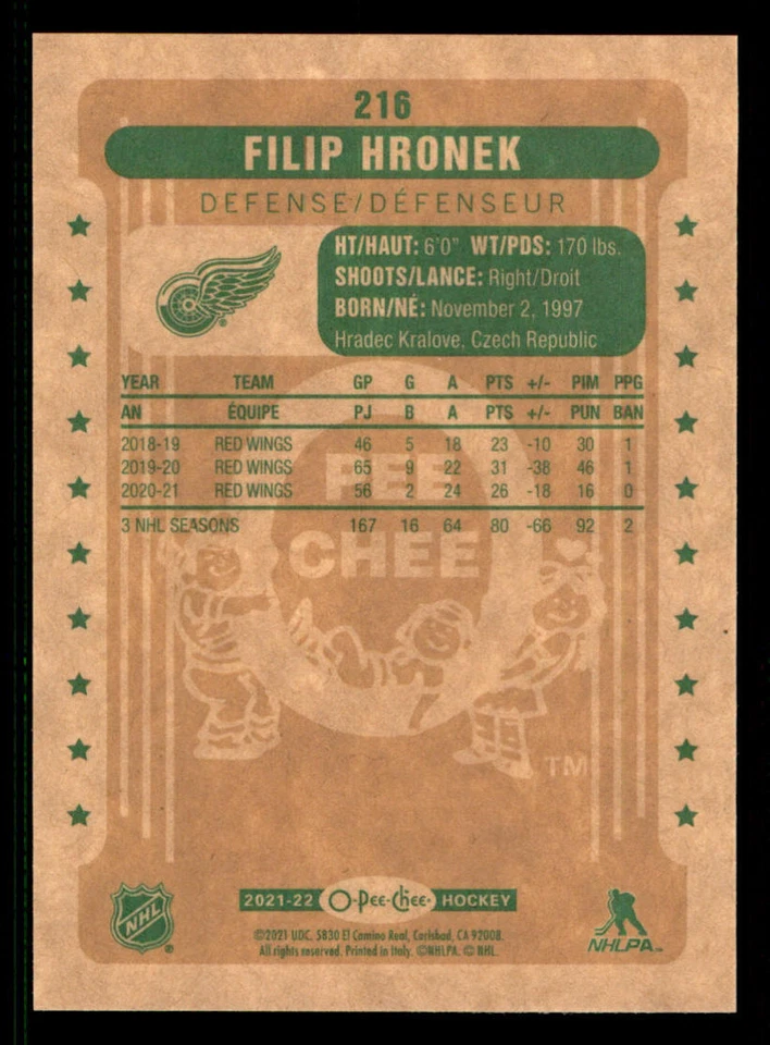 2021-22 O-Pee-Chee Retro #216 Filip Hronek - Image 2 of 2