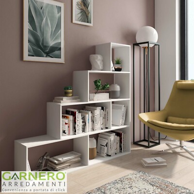 Libreria moderna bianco opaco ufficio studio soggiorno salotto