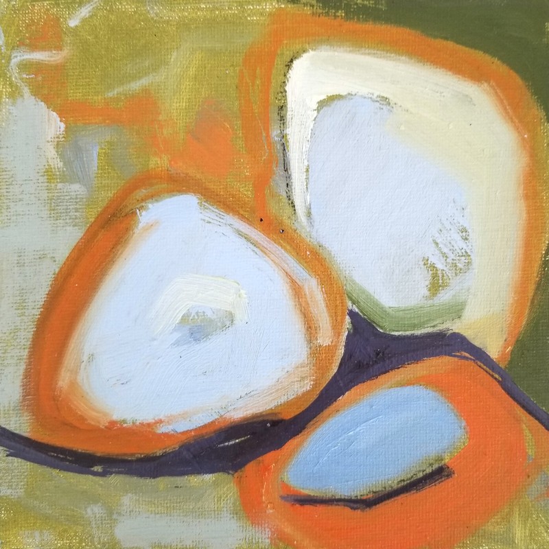 TWOBADARTISTS Original Collectible Oil Painting Small Abstract Artwork 6x6 