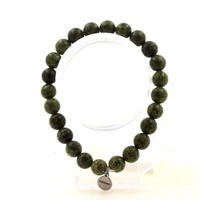 Steine Und Mineralien. Armband Perlen Serpentin 8 Mm. Hergestellt In Frankreich.