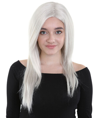 HPO Damen lange graue Perücke, Dolly Fancy Wig, Premium atmungsaktiv Capless Cap